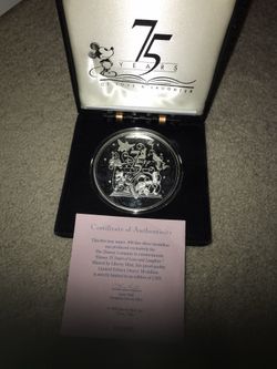 Rare Disney silver .999 5 oz coin 75 years of live and laughter limited edition 1,923 with coa
