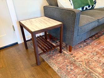 Wood Side Tables with Marble Top