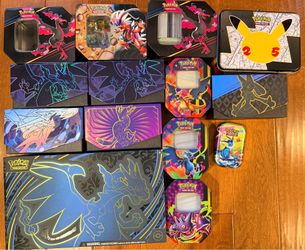 Pokemon EMPTY - ETBs, Tins, posters, JUMBO cards, Accessories, Bulk, Code Cards, UPC,