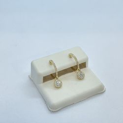 New 14k Solid Gold Diamond Dangling Earrings