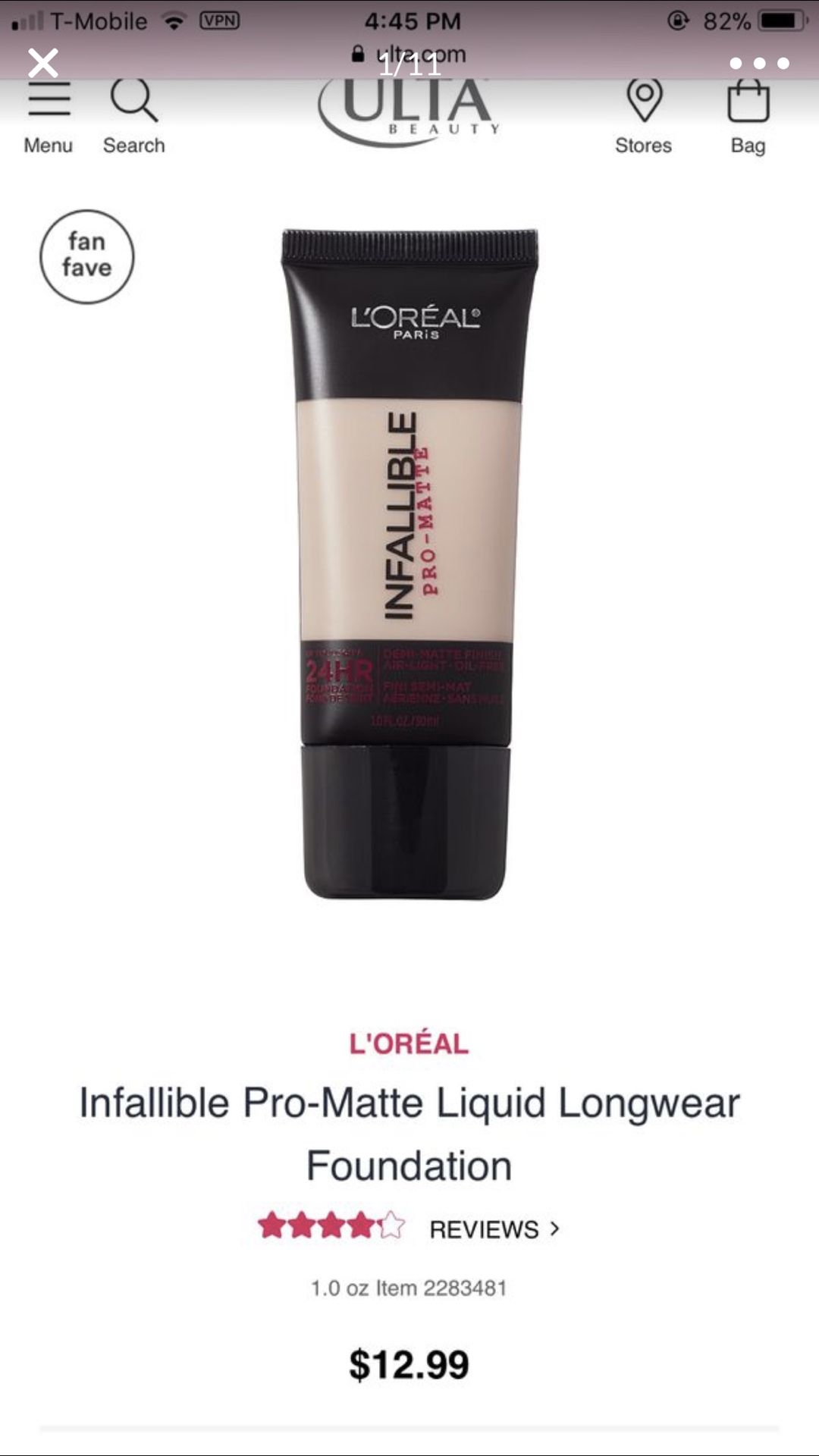 L’Oréal INFALLIBLE pro matte Liquid Longwear Foundation