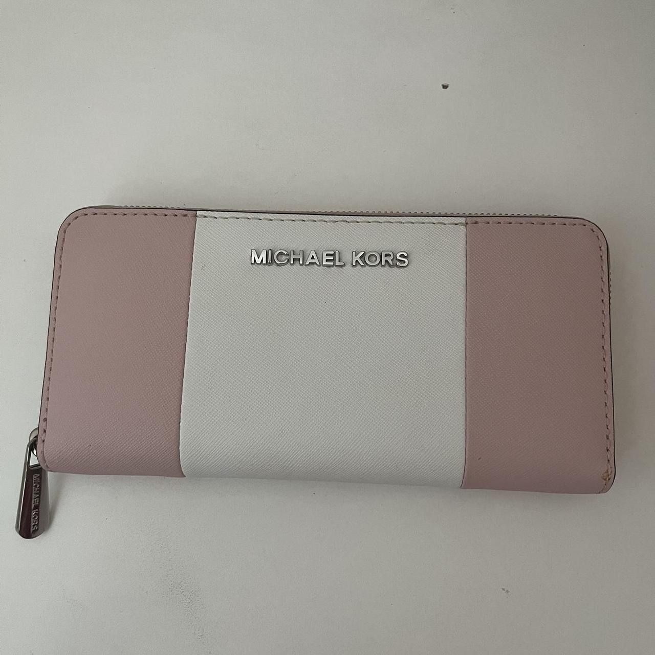 Michael Kors long pink & white wallet