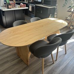 78” Modern Dining Table + 4 Upholstered Chairs (sold separately)