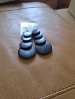Black Tiered Circular  Drop Earrings