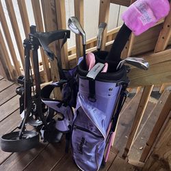 Jr. Flex Linksman Golf Clubs, Golf Bag,  & Folding Push Cart