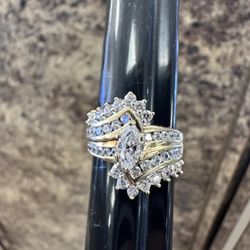 10k Marquise Cluster Ring Size 8