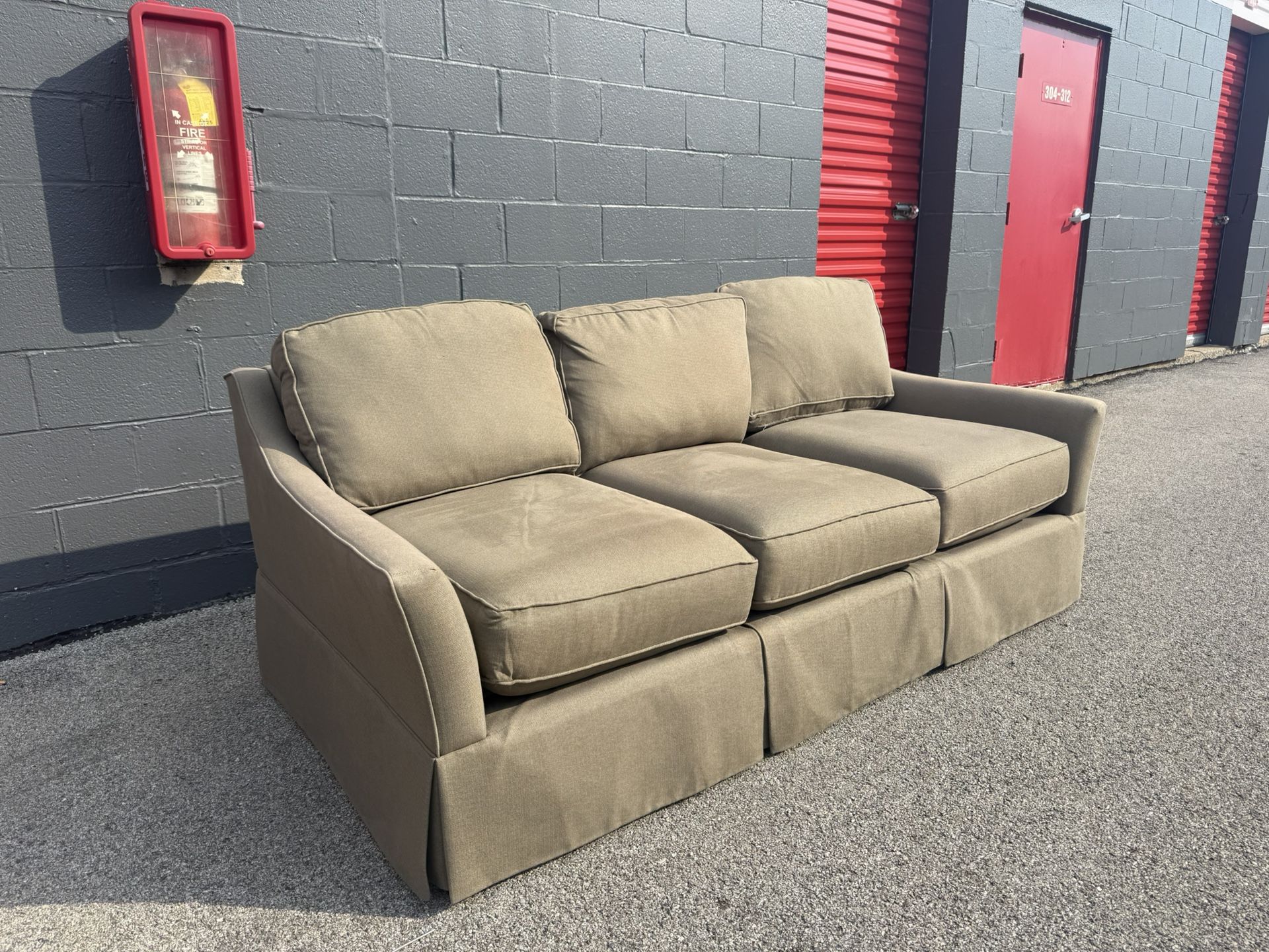 3-Seater Skirted Sofa Neutral Taupe - Free Curbside Delivery!