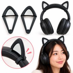 Removable Cat Ears for Headphones – Black – Pair