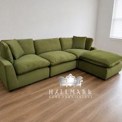 Olive Velvet Cloud Couch Sectionals