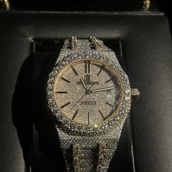 2 Tone Rose Gold  Moissanite Iced Out VVS AP Watch 