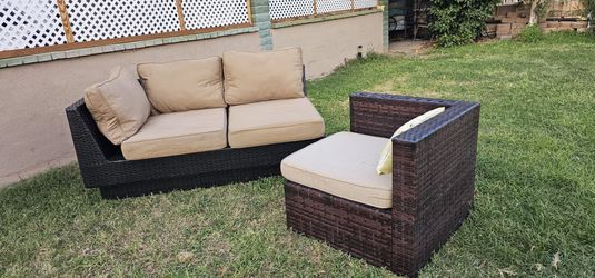 **Wicker Patio Sectional Sofa and Chair**