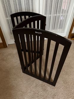2- Bonnlo Wooden Freestanding Pet Gate