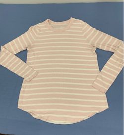 Aerie Real Soft Stripe Crew Shirt Tee S Women's Cotton Pink & White Stripe