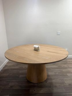 Light Oak Round Dining Table 60” Free Delivery ✅ Round Wood Dining Table , Oak Dining Table 