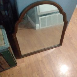 Antique Olive Wooden Mirror