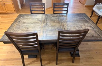 Dark Wood Dining Table with 4 Chairs