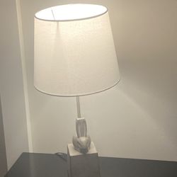 Lighting Bunny Farmhouse Rustic Accent Table Lamp With The He Washed Gray Base And White Lampshade H20""amp 