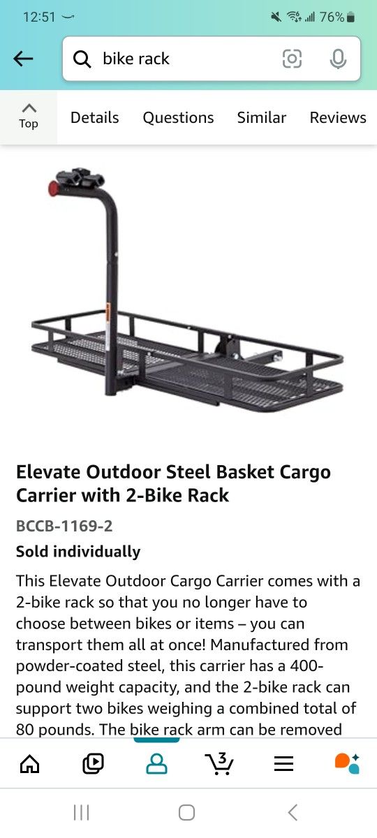 New In Box - Cargo Carrier With Detachable Bike Rack