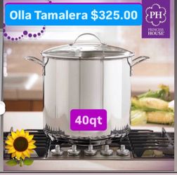 Especial Solo $325.00 Olla Vaporera Tamalera 40qt Con Nuevo Divisor y Parrilla Capacidad 120 Tamales Birria Pozole Menudo Barbacoa Princess House Ven