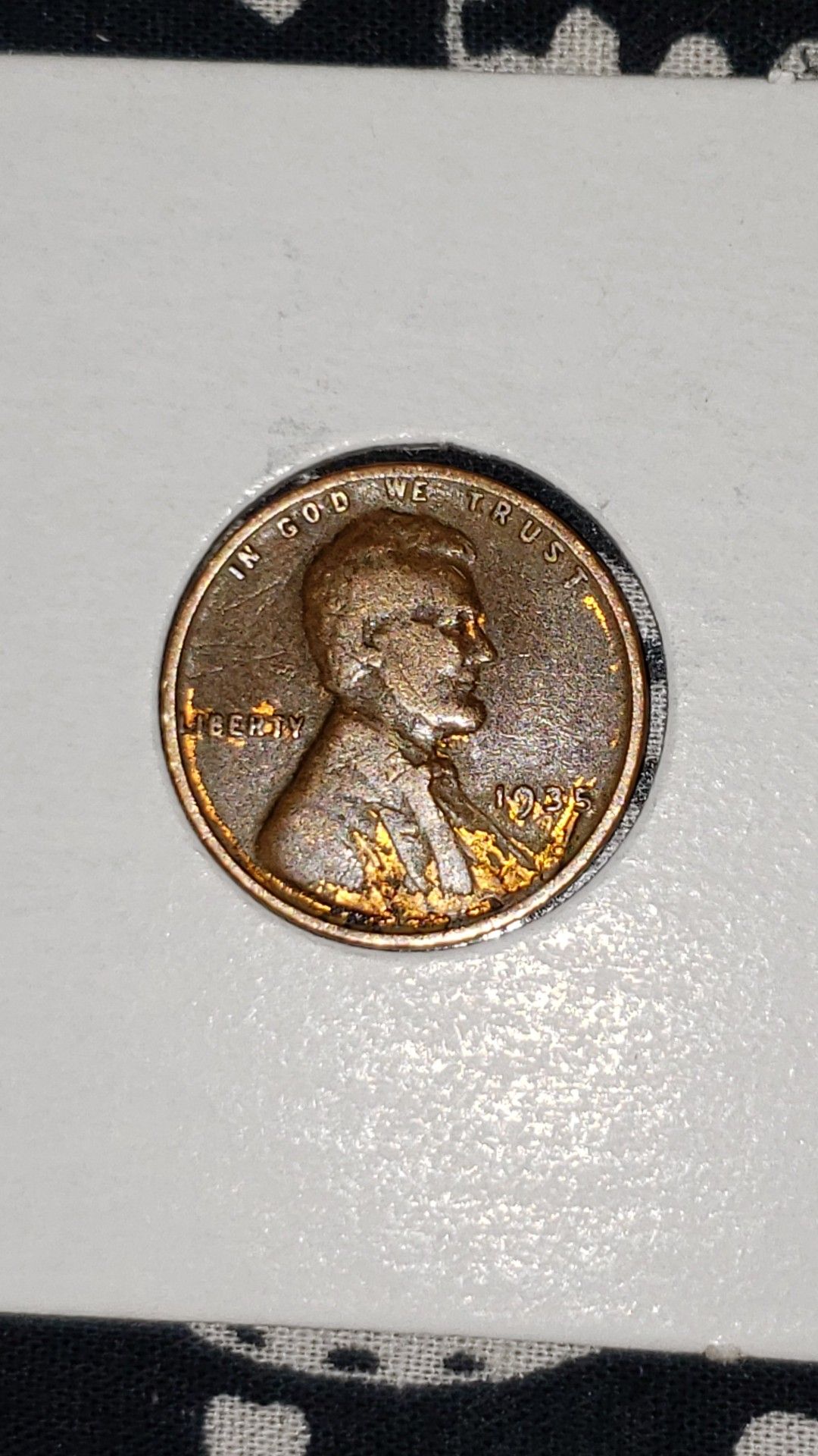 1935 Wheat Penny gold tone clad error