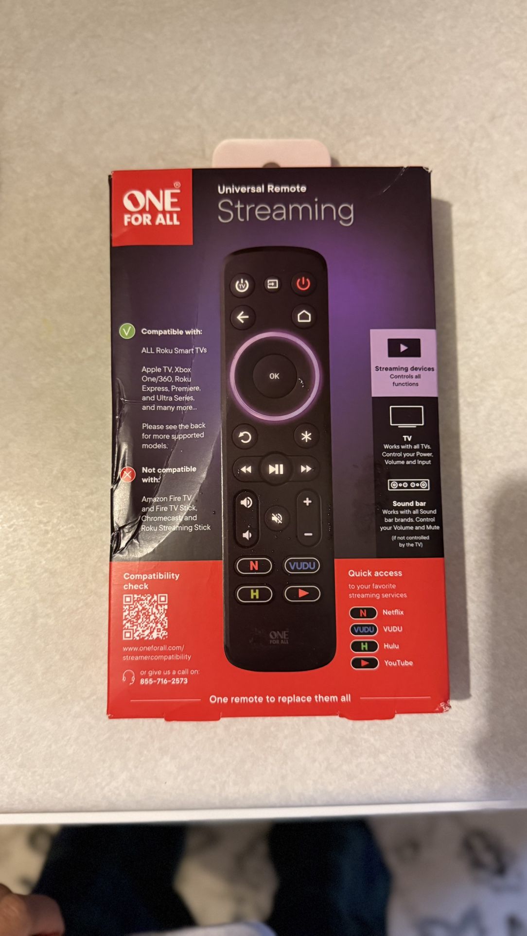 Universal Streaming Remote – One For All (Compatible with Roku, Apple TV, Xbox, etc.) 