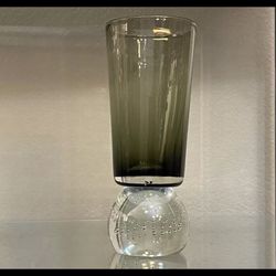 VTG Carl Erickson MCM Smokey Gray Controlled Bubbles Bullicante Glass Vase 7.5"