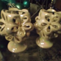 2 Carnival Glass Candleholders,They Are 7 1/2 In Tall,$20