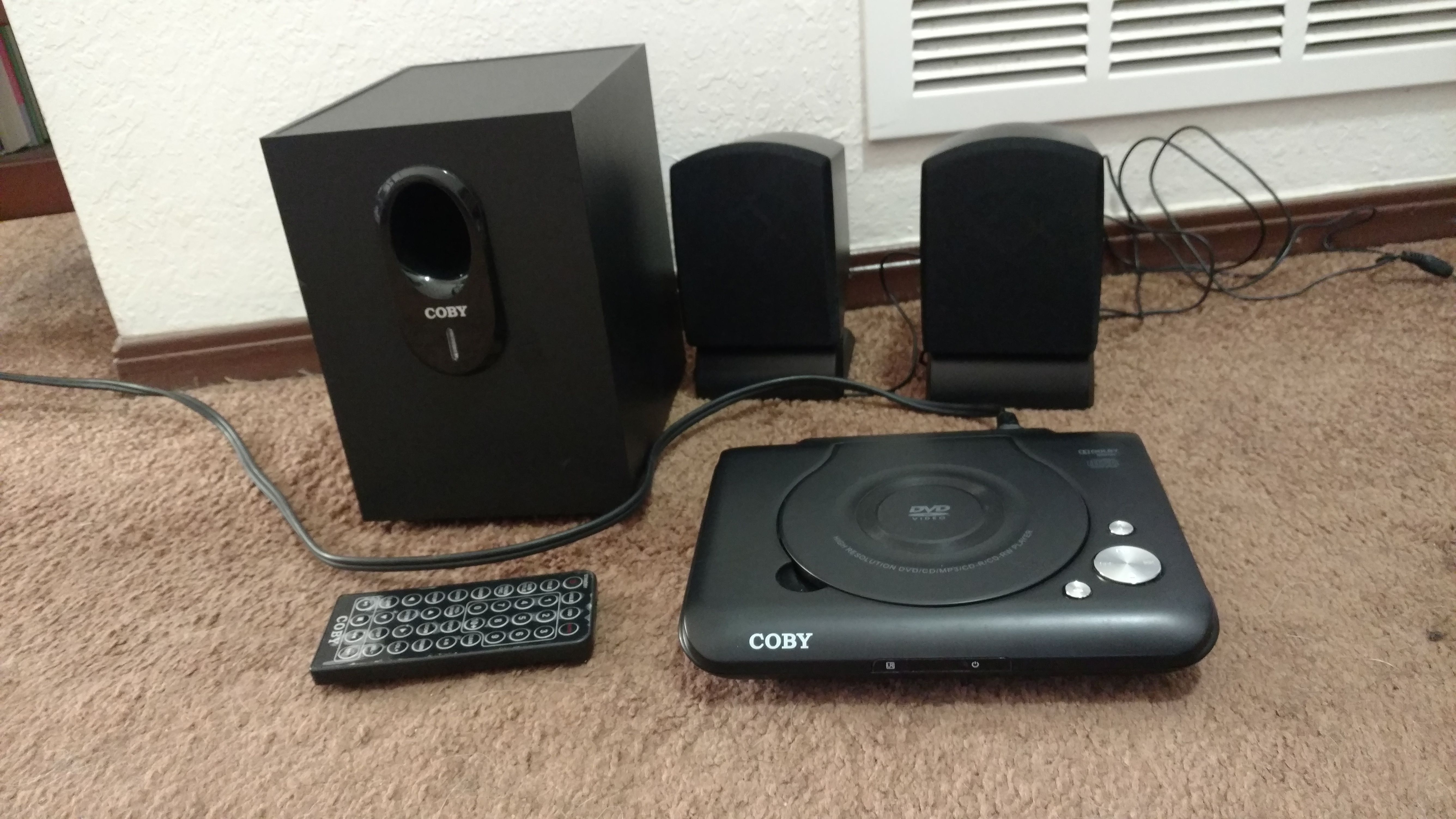 Coby mini surround sound with DVD player