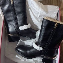 Black REAL Leather Vince Camuto boots size 5 1/2