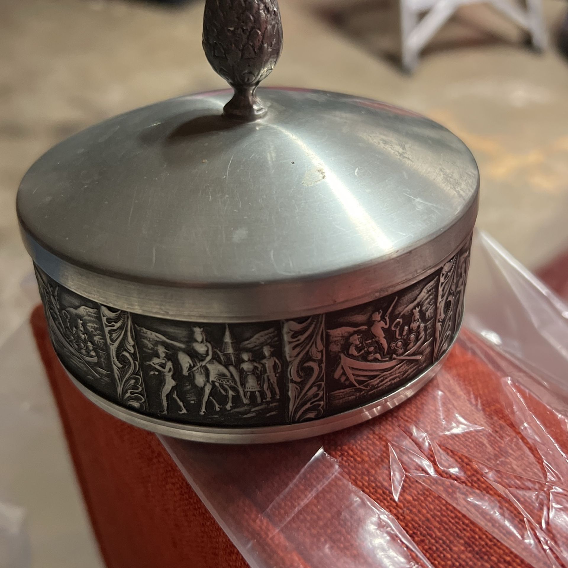 vintage Gullsmed pewter jewelry container