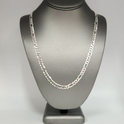 925 sterling silver figaro chain necklace 24" 