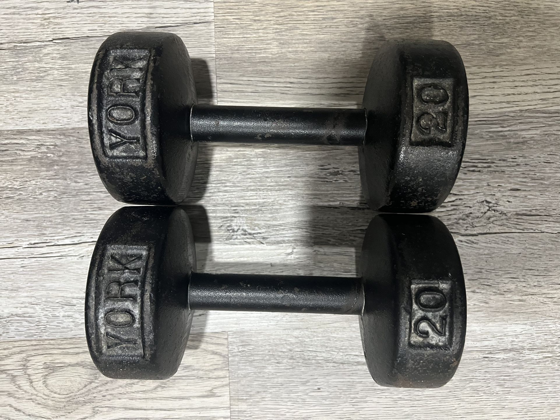 York Barbell vintage Round Head Dumbbells USA STAMP Pair Of 20’s