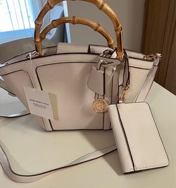 Anne Klein handbag with natural bamboo handles