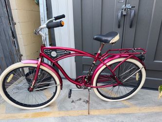 Huffy Deluxe Cruiser Bike Red Whitewall Tires
