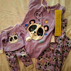 Girls Size 6 Dollie & Me Panda Pajamas 