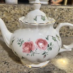 Vintage Pink Roses with Ivy Teapot by Arthur Wood & Son