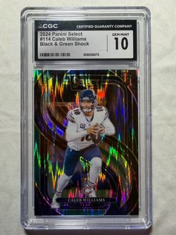 Panini 2024 Select Premier Level Caleb Williams #114 Black & Green Shock RC CGC