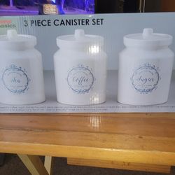💖NEW 3 PC CANISTER SET. CHIP RESISTANCE CERAMIC. SEALED TOPS. 