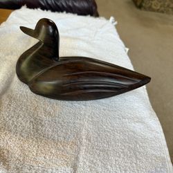 Hand Carved Iron Wood Duck