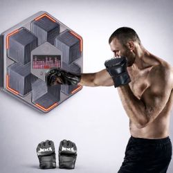 New In Box Target Reflex Boxing Punching Practice With Gloves And Charging Cable Bluetooth Music Connection 