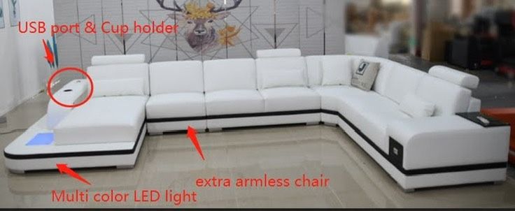 7 Set Living Room Leather Couch For Sale