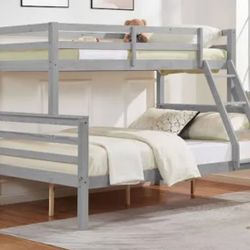 $250 Bunkbed - Twin Over Full - Light grey painted wood