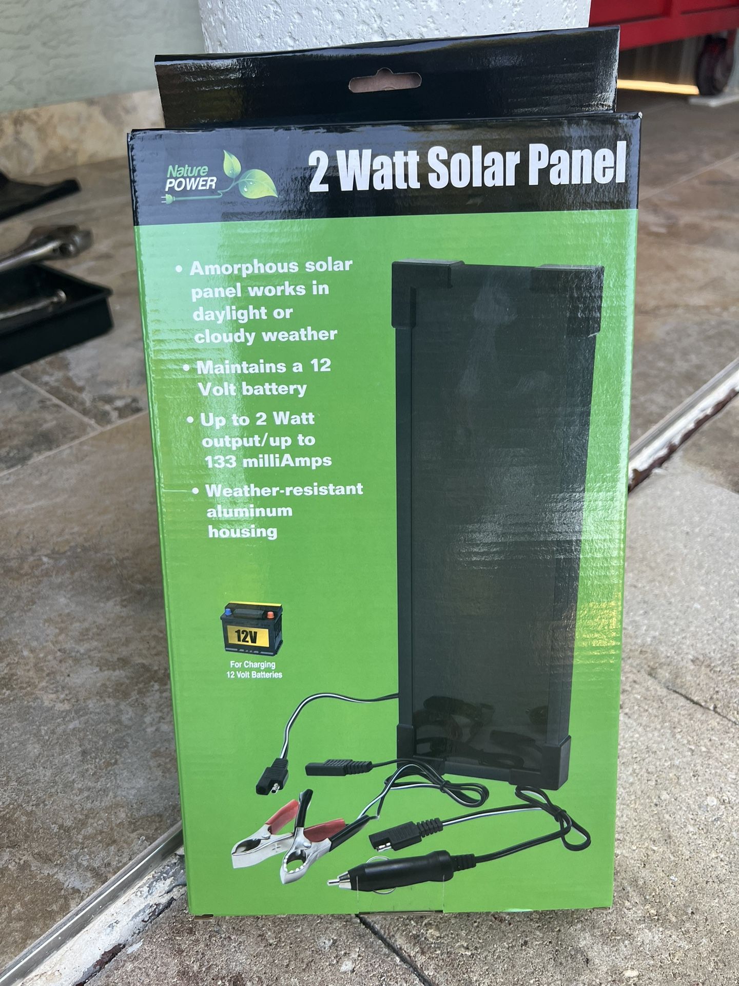 Nature Power Amorphous Solar Panel Battery Maintainer Kit, 2 Watts, Model# 14002