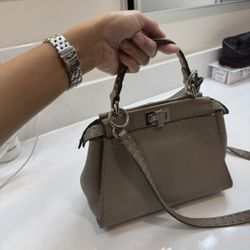 Fendi Mini Peekaboo Selleria bag in taupe