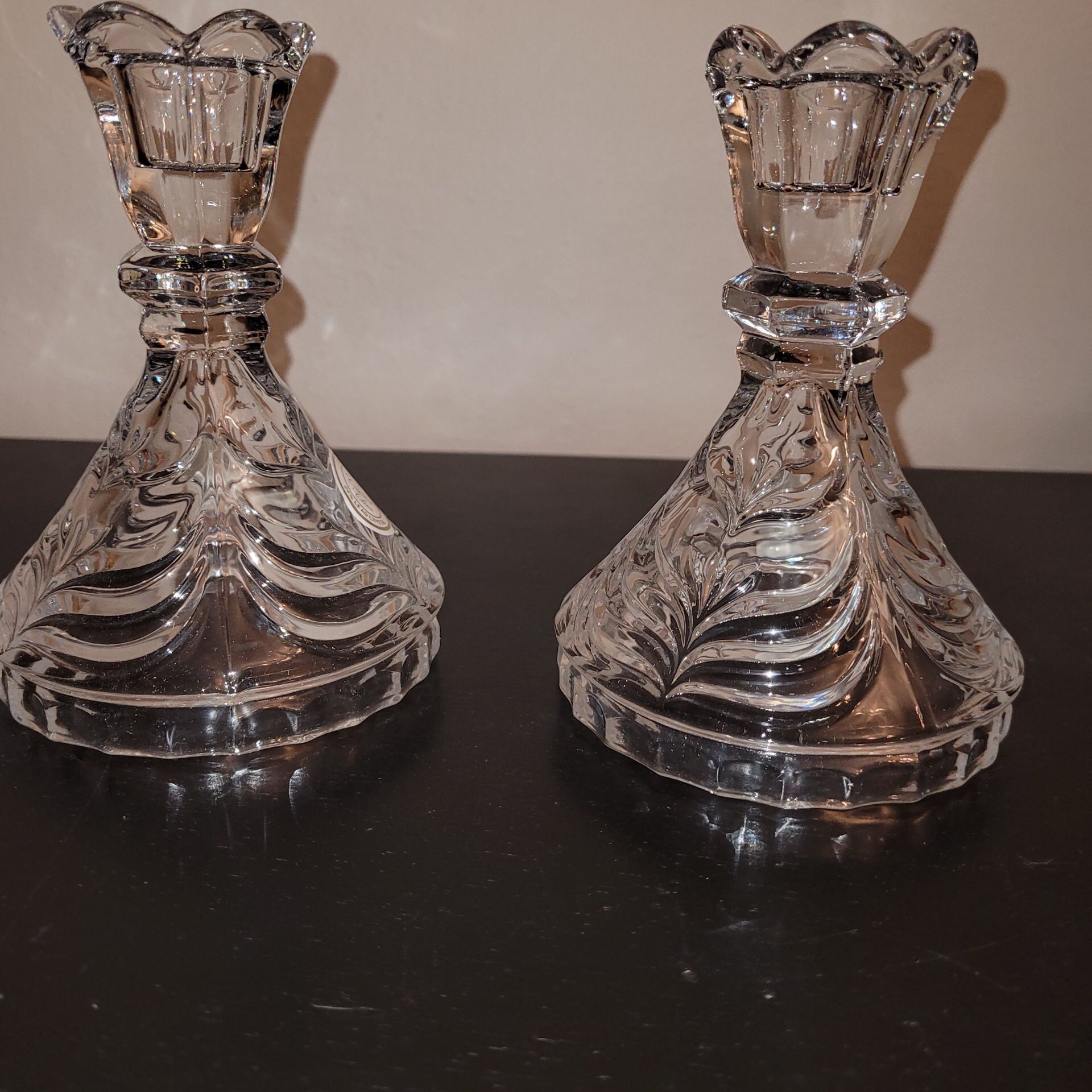 Vintage Pair of Anna Hutte Bleikristall Candle holder 24% lead crystal GERMANY