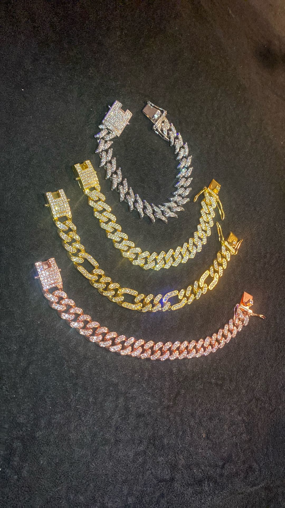 Bracelet set yellow, gold, rose, gold, and white silver