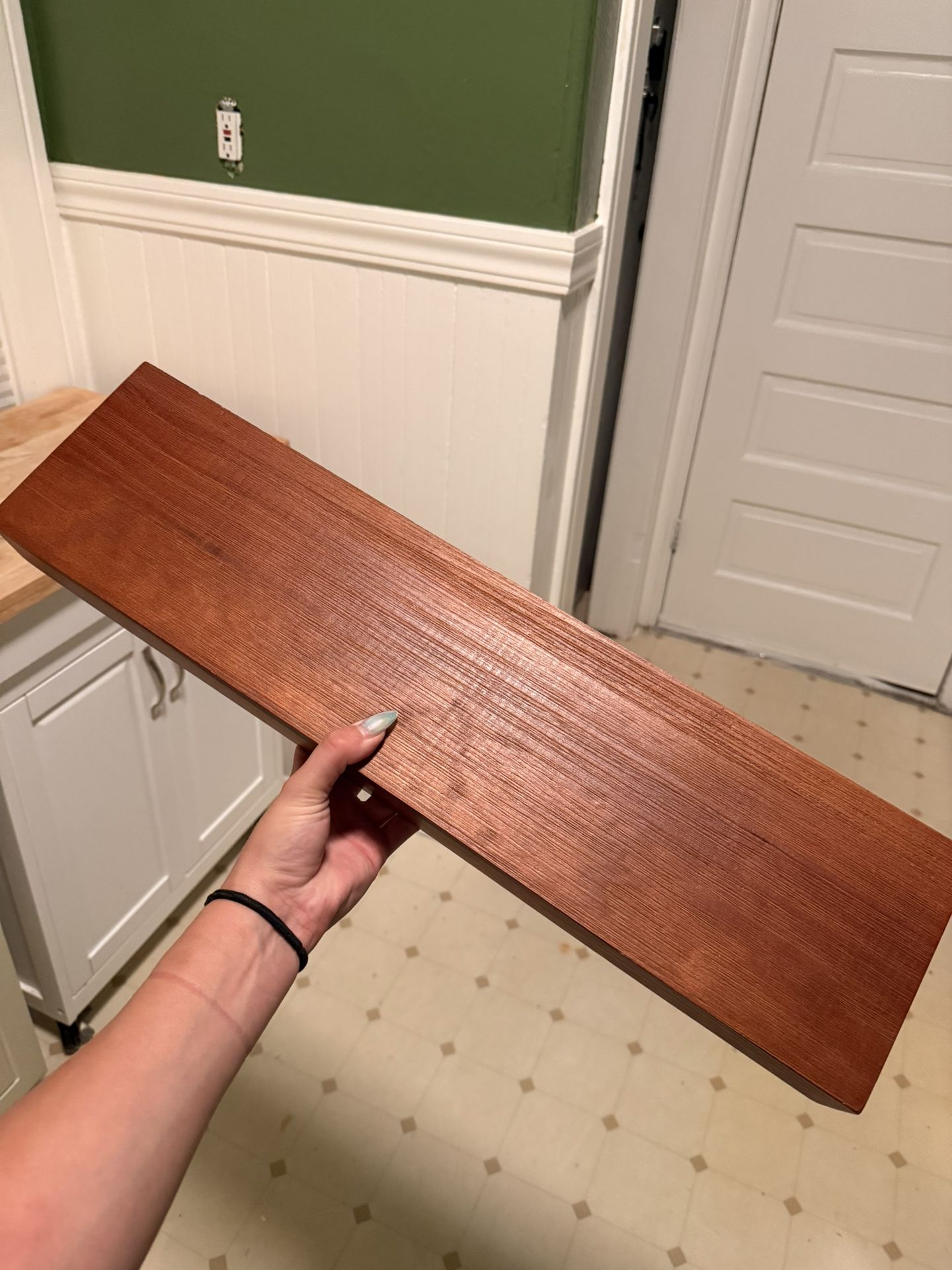 BROWN WOOD FLOATING SHELF $25