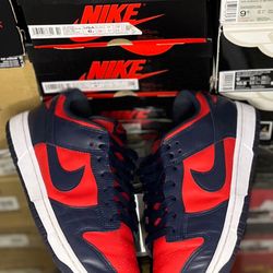 nike dunk low navy red 