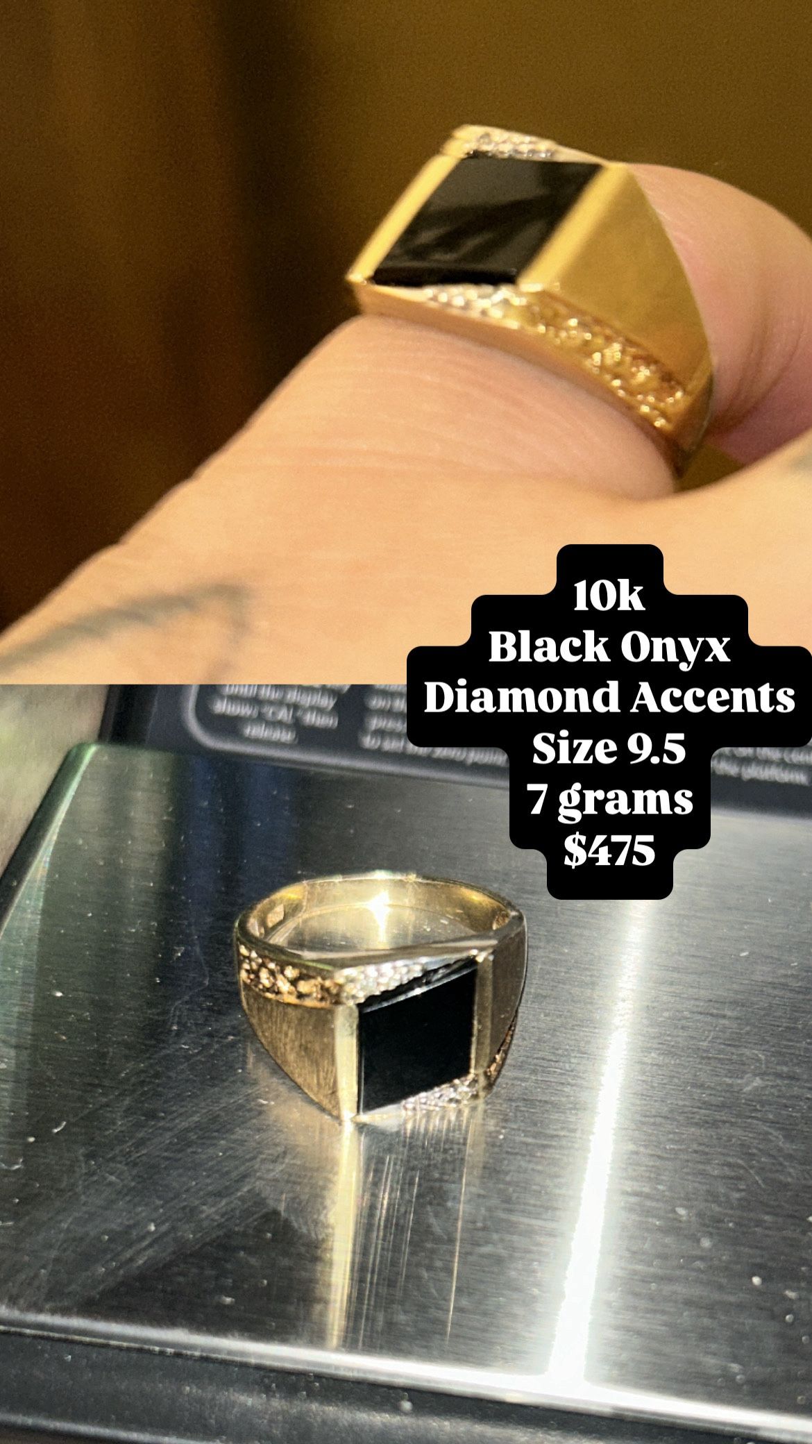 10k Black Onyx w/Diamond Accents Men’s Ring