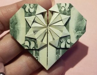 Heart Origami 2 Dollar Bill